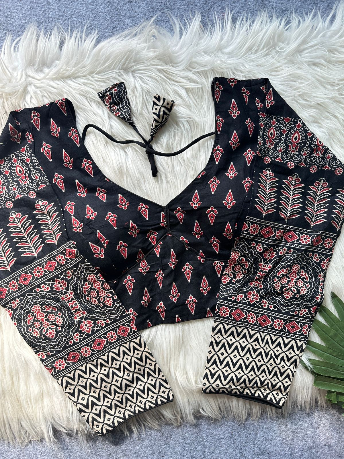 AJRAKH SABYASACHI INTRICATE ETHNIC PRINTS BLOUSE