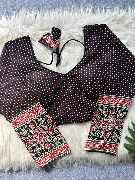 AJRAKH SABYASACHI DOTTED PRINT BLOUSE