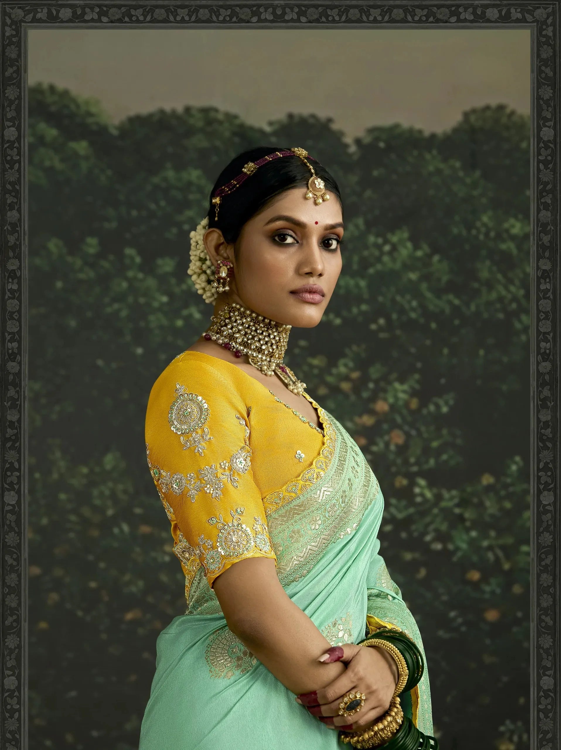 Aqua Medallion Pure Dola Silk
