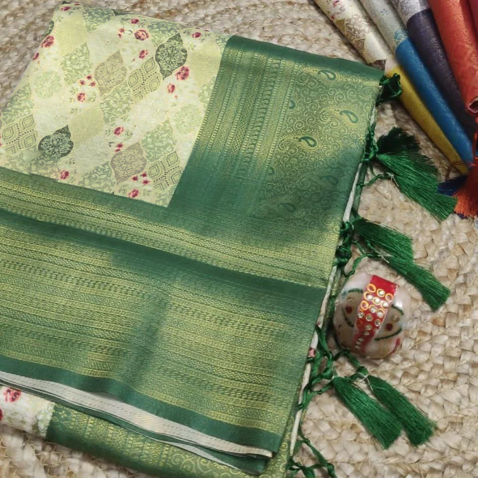 Designer Soft Silk Saree With Ethnic Digital Motifs | Premium Collection