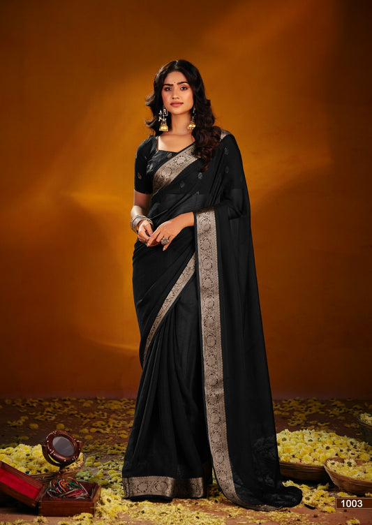 Parvathi Premium Chiffon Kasab Saree with Jacquard Weaving Border