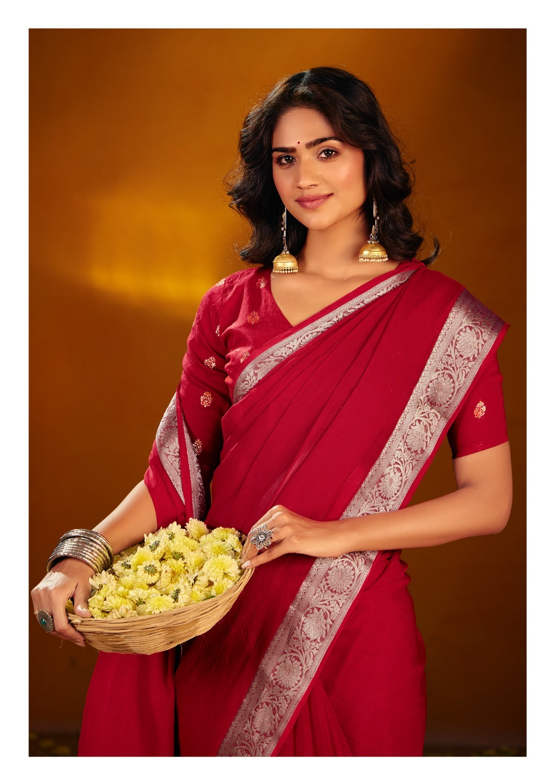 Parvathi Premium Chiffon Kasab Saree with Jacquard Weaving Border