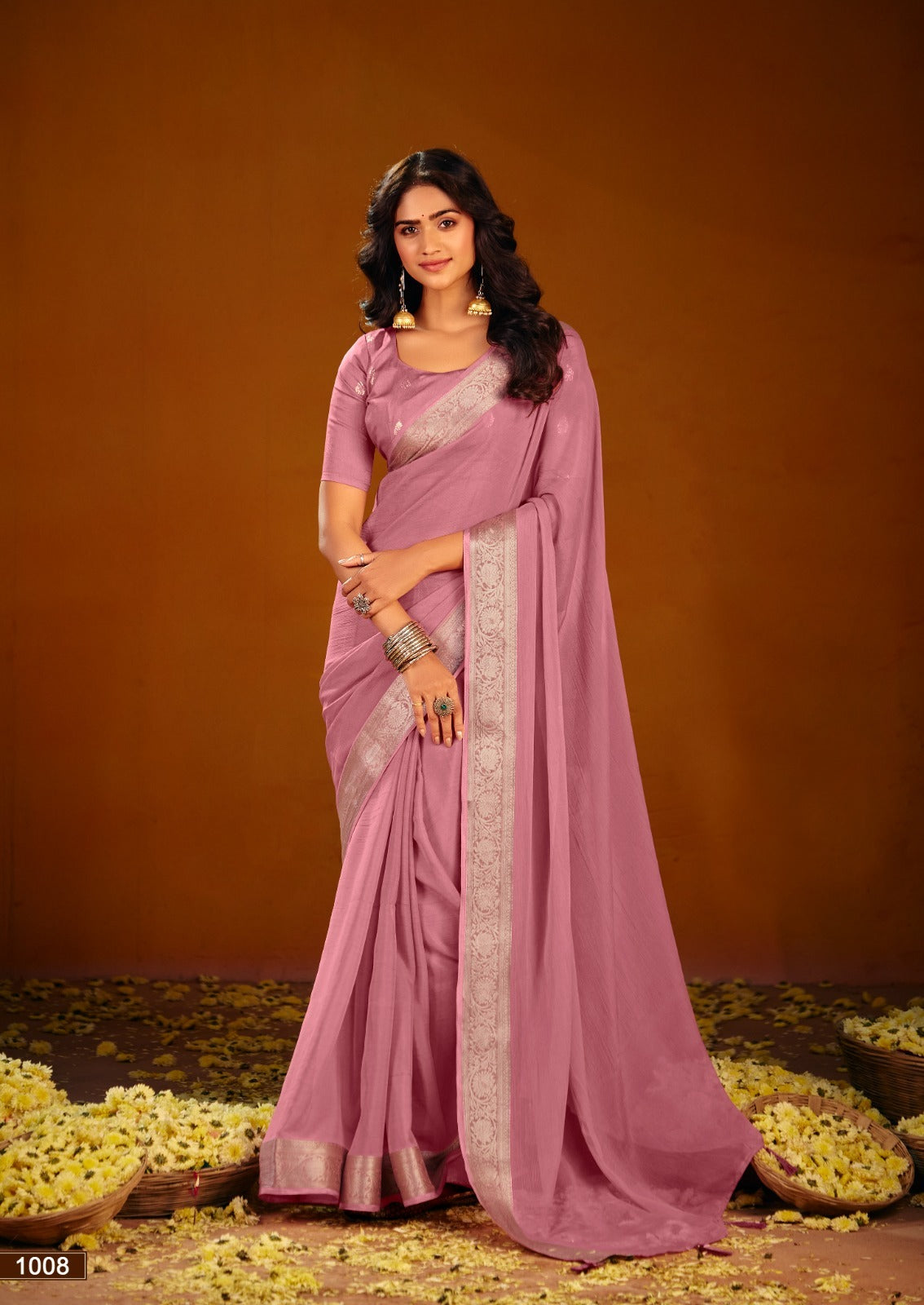 Parvathi Premium Chiffon Kasab Saree with Jacquard Weaving Border