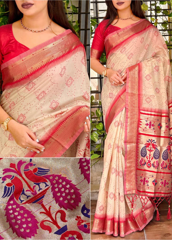 Collage of a woman wearing a saree with intricate patterns, close-up details, and a full view.