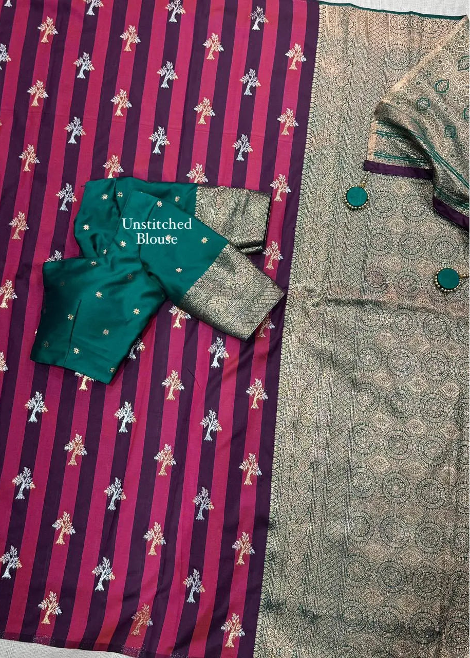 Unstitched blouse on a patterned fabric with 'Unstitched Blouse' text.