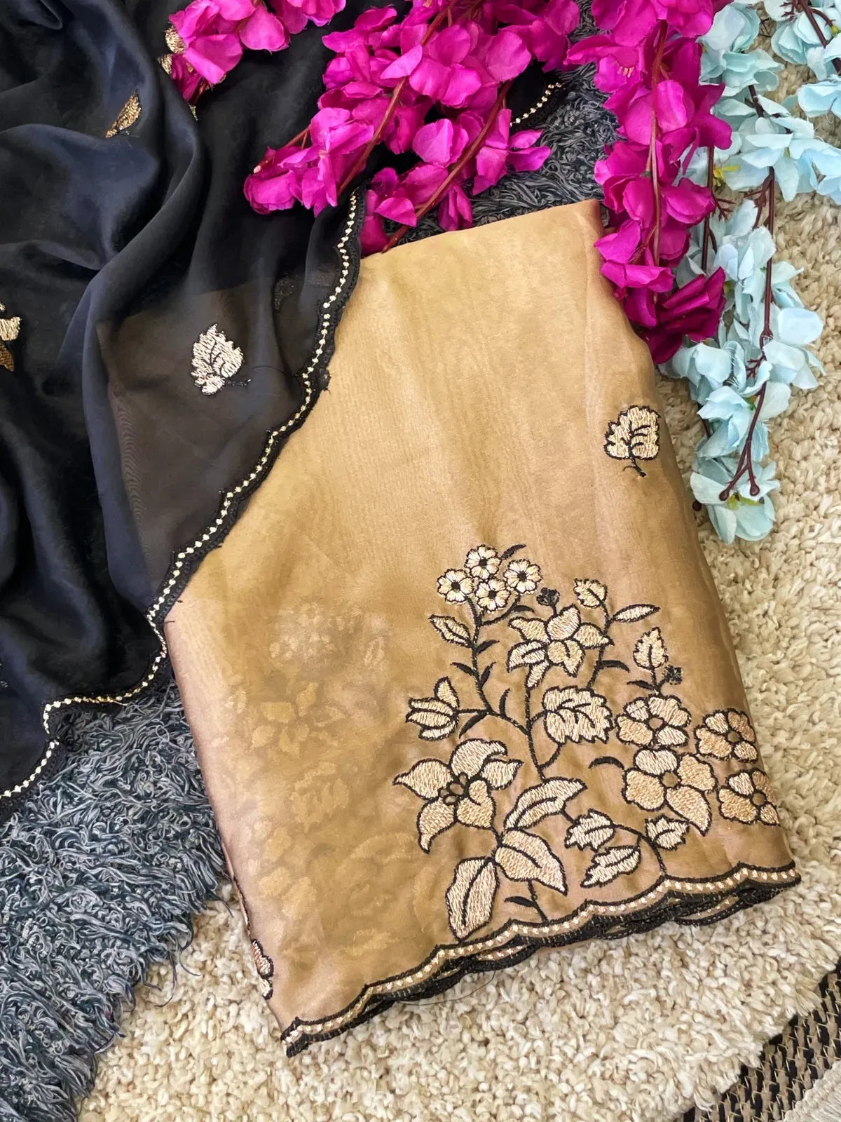 Rangoli Silk Floral Zari & Thread Work Saree with C Pallu