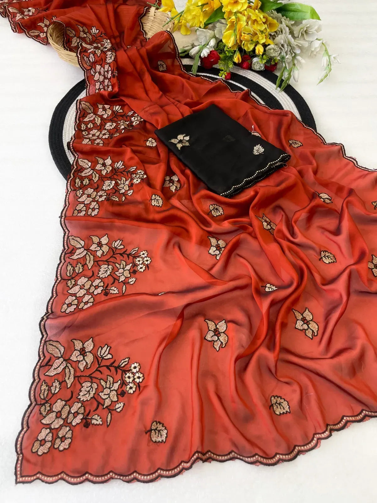 Rangoli Silk Floral Zari & Thread Work Saree with C Pallu