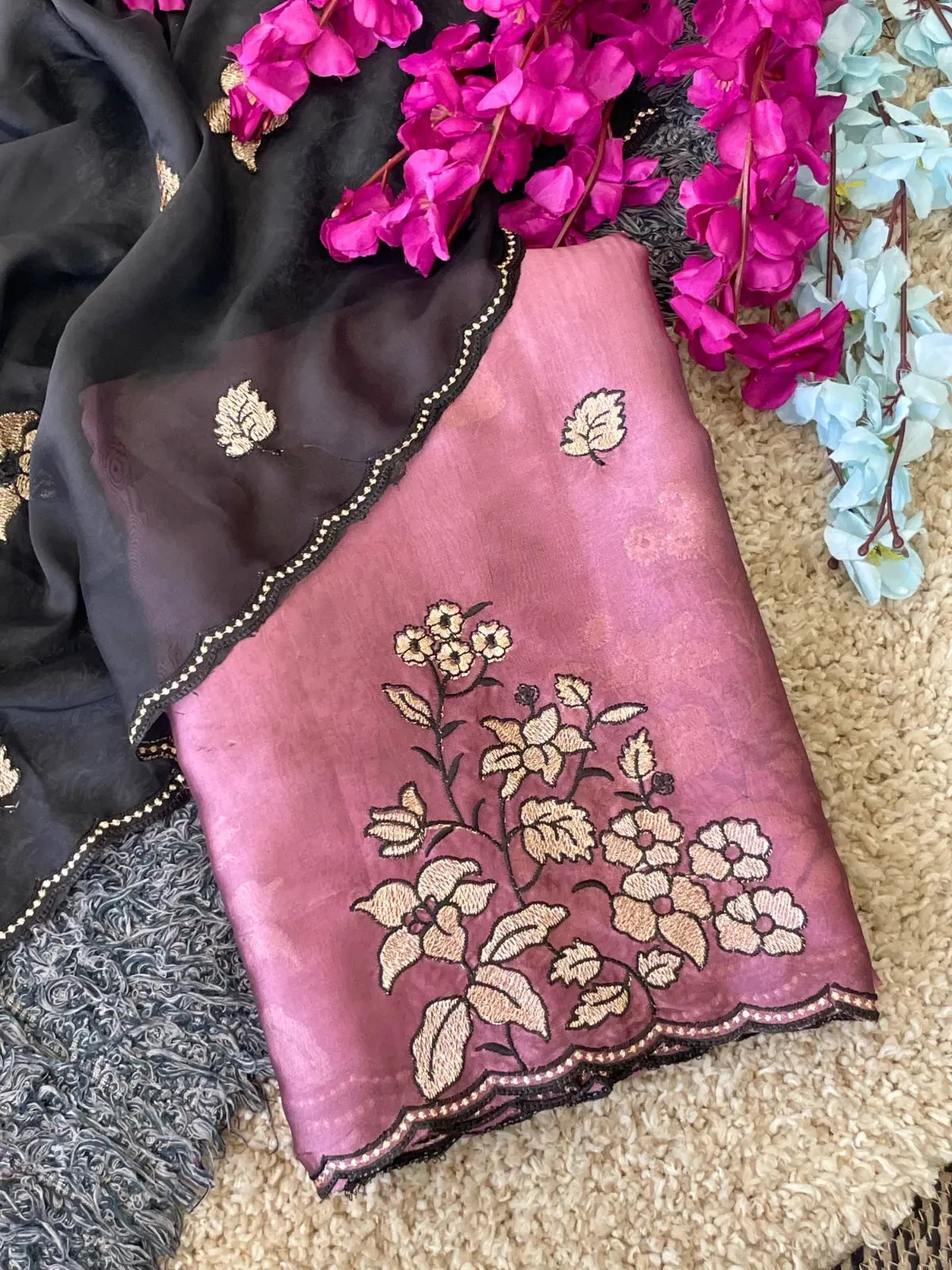 Rangoli Silk Floral Zari & Thread Work Saree with C Pallu
