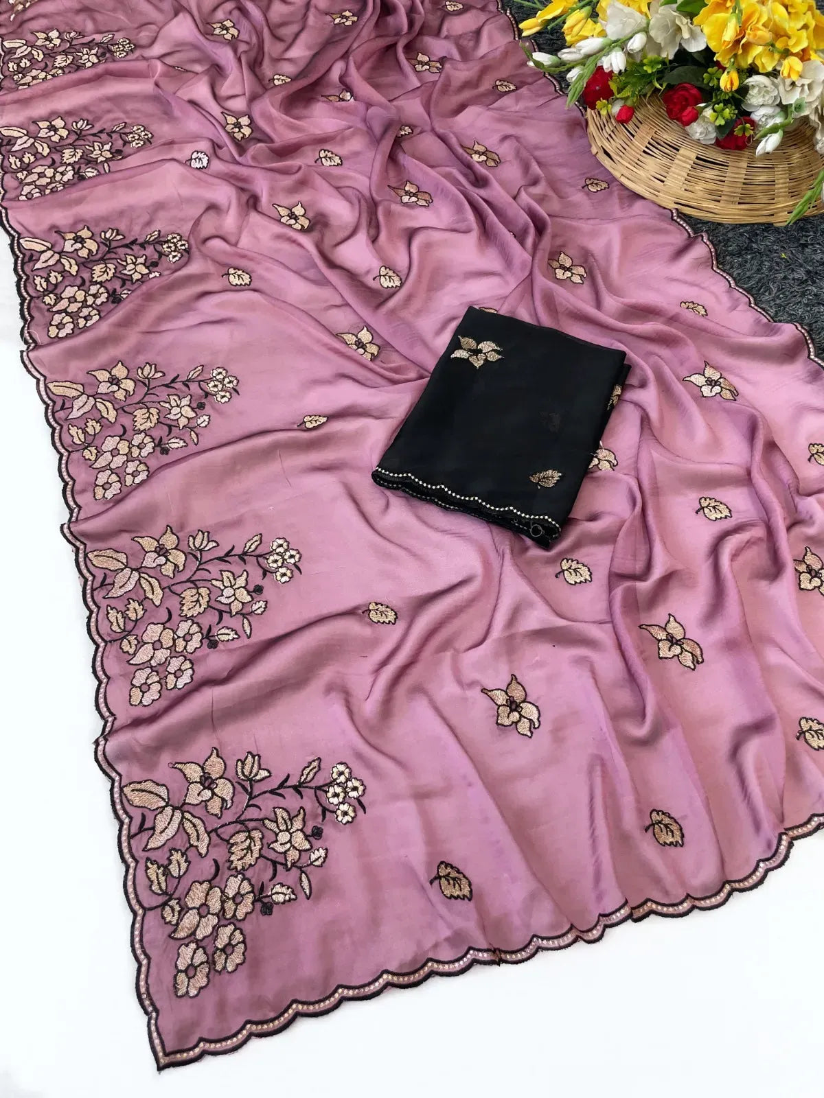 Rangoli Silk Floral Zari & Thread Work Saree with C Pallu
