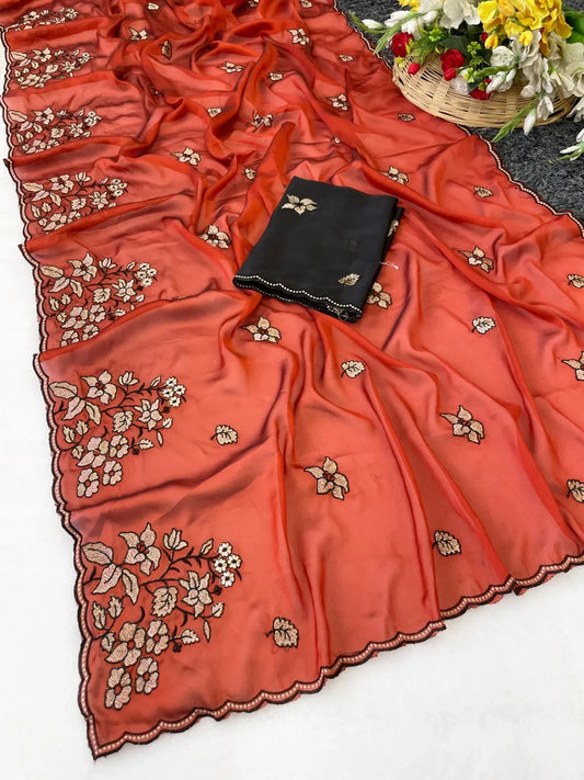 Rangoli Silk Floral Zari & Thread Work Saree with C Pallu