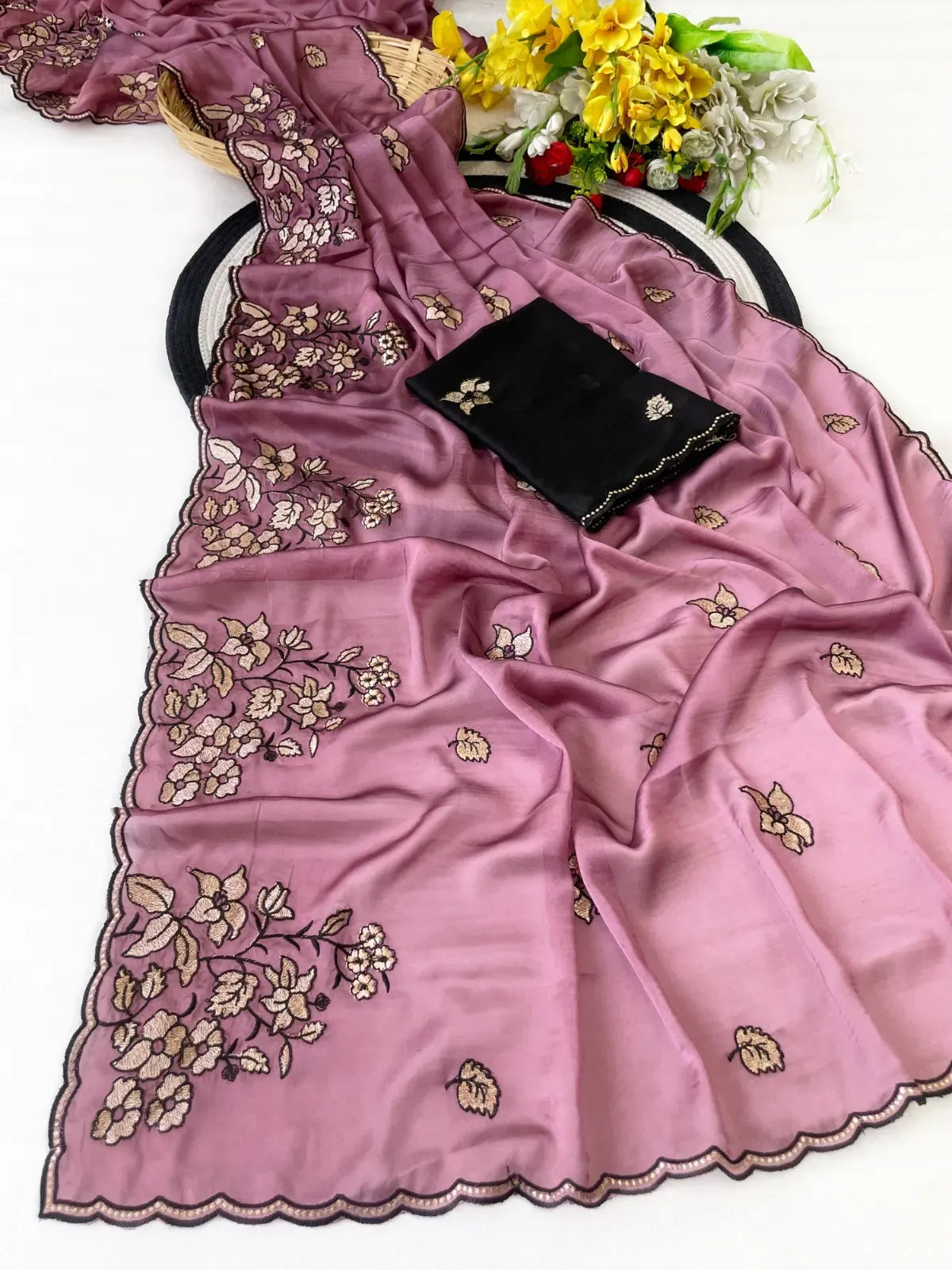 Rangoli Silk Floral Zari & Thread Work Saree with C Pallu