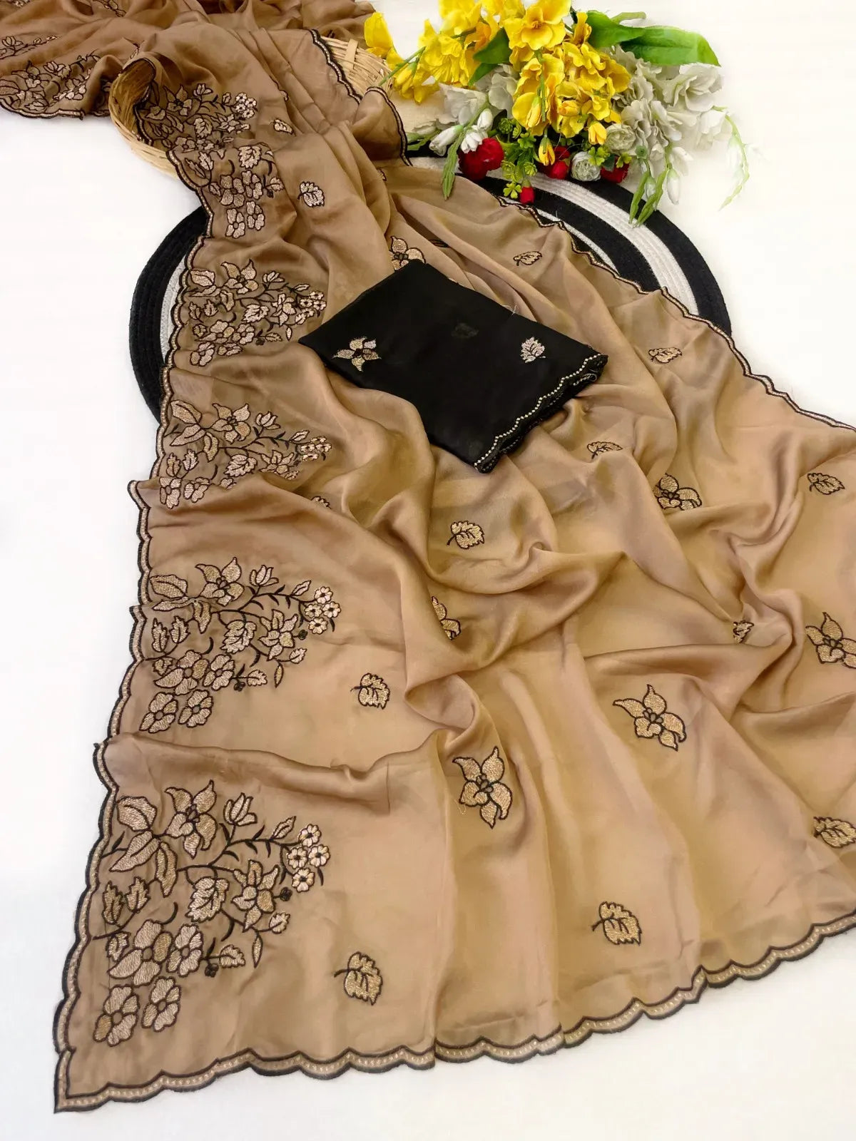 Rangoli Silk Floral Zari & Thread Work Saree with C Pallu