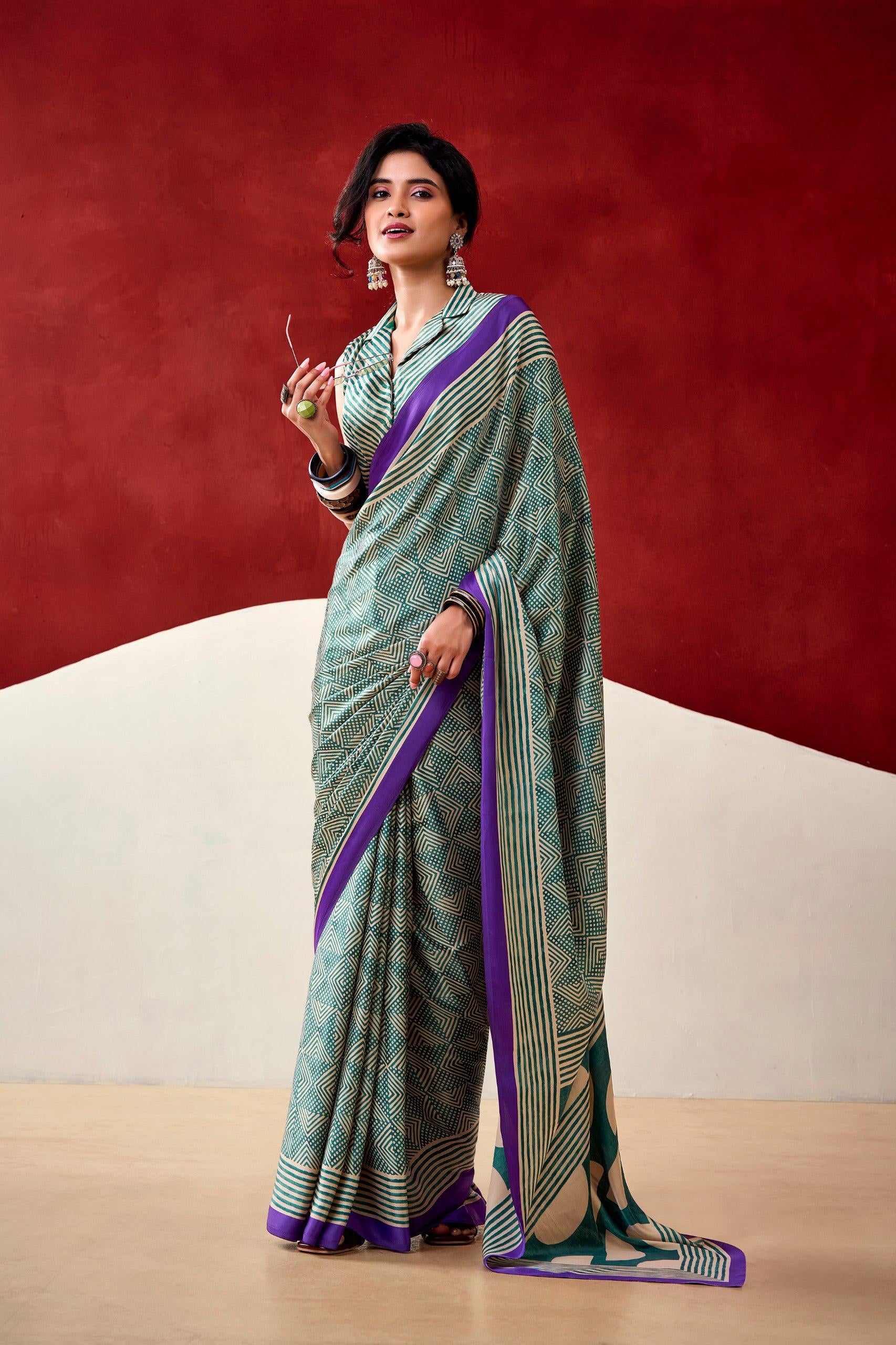ELEGANT SATIN DIGITAL PRINT SAREE