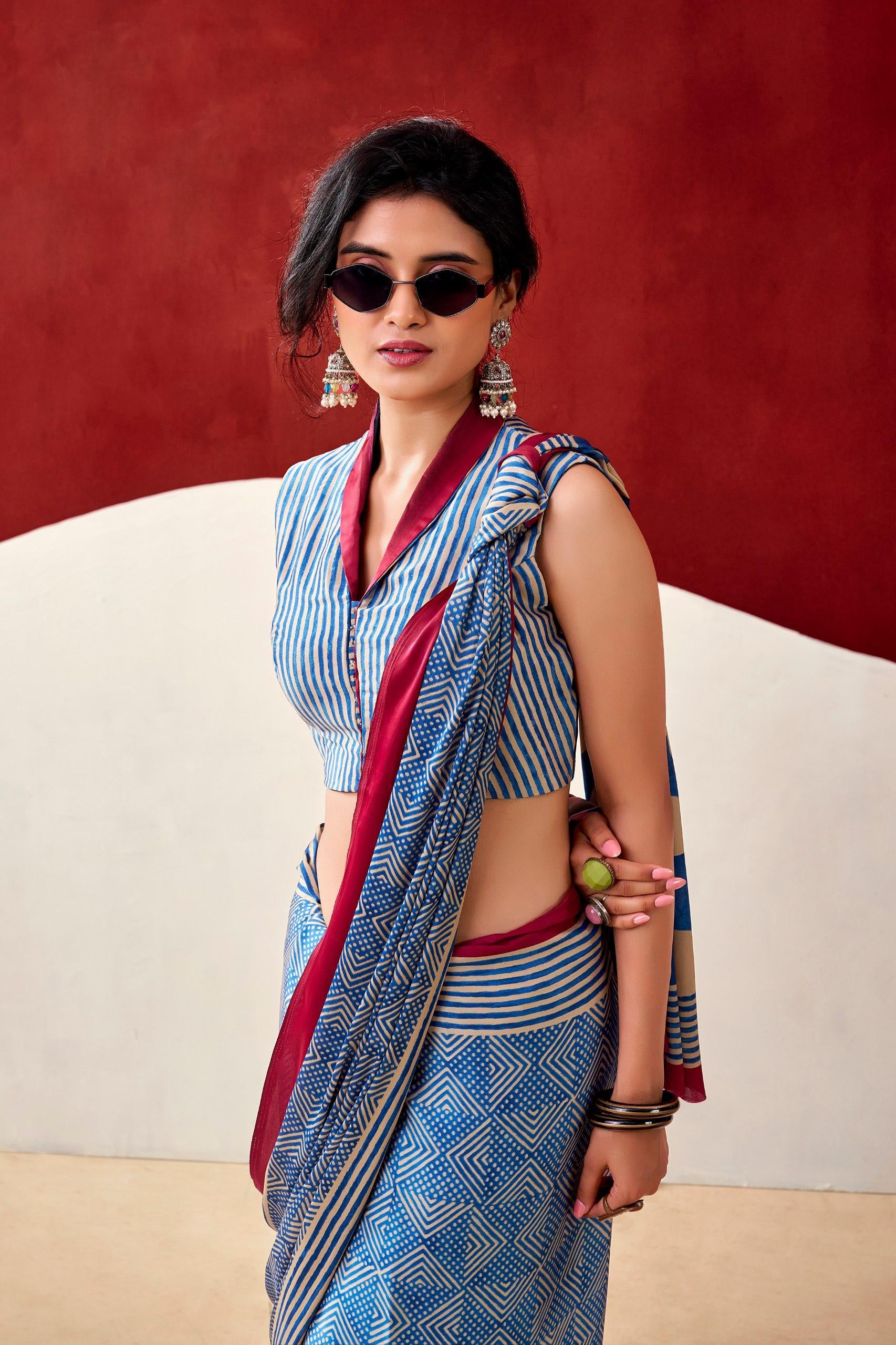 ELEGANT SATIN DIGITAL PRINT SAREE