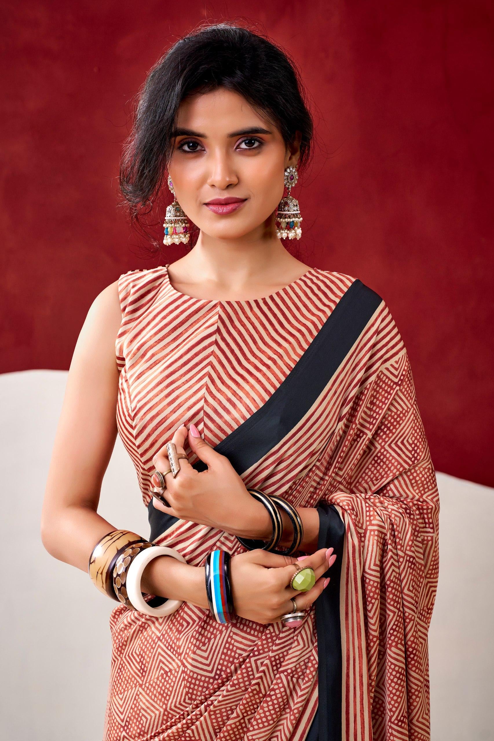 ELEGANT SATIN DIGITAL PRINT SAREE