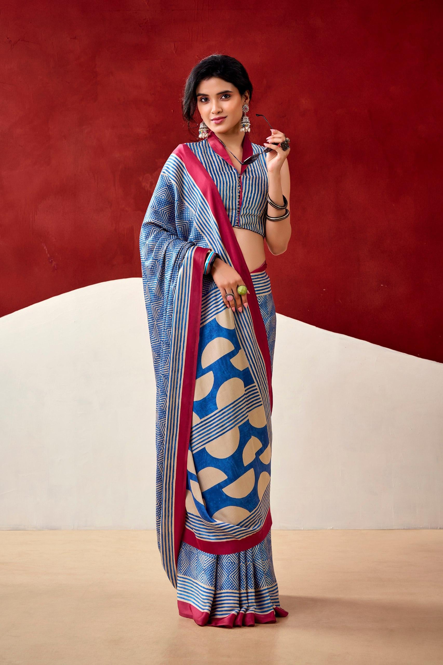 ELEGANT SATIN DIGITAL PRINT SAREE