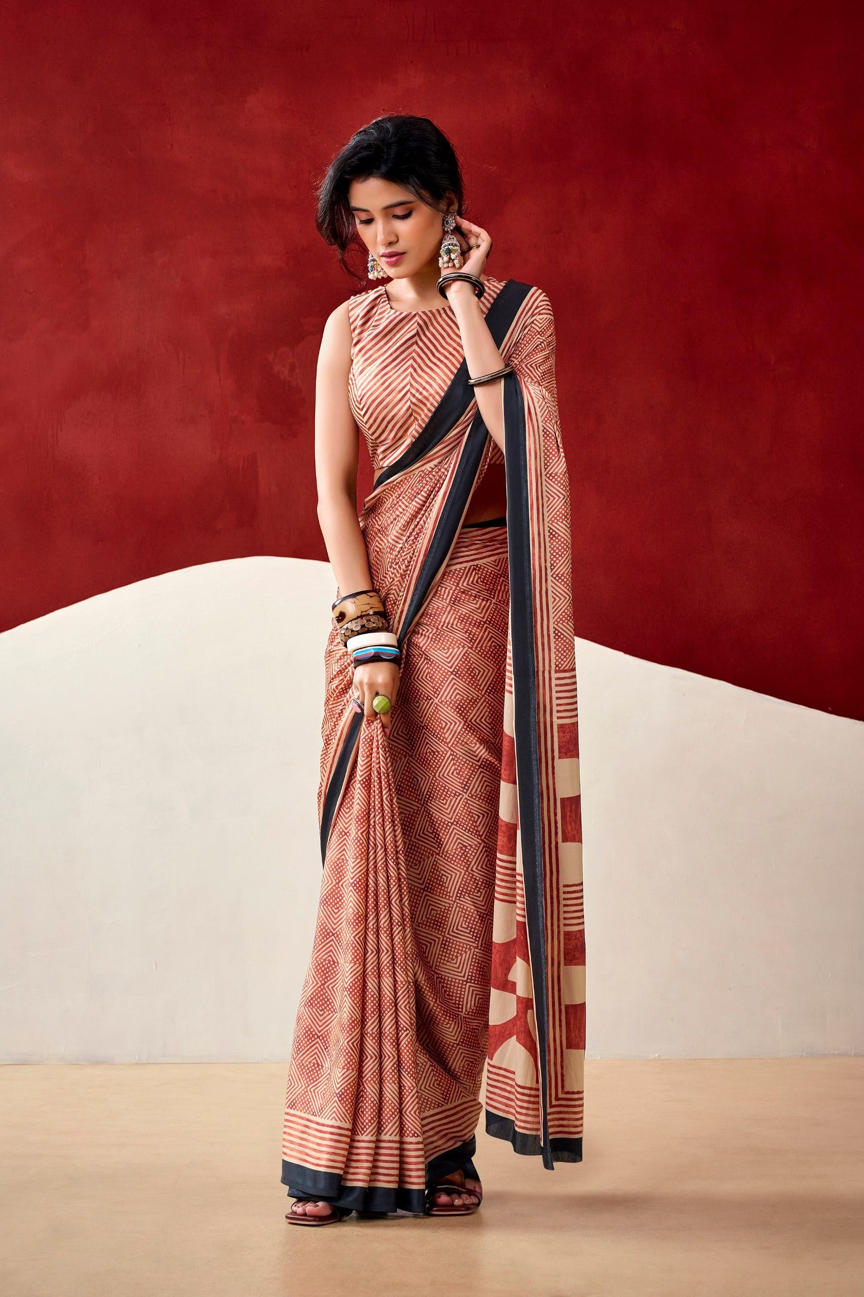 ELEGANT SATIN DIGITAL PRINT SAREE