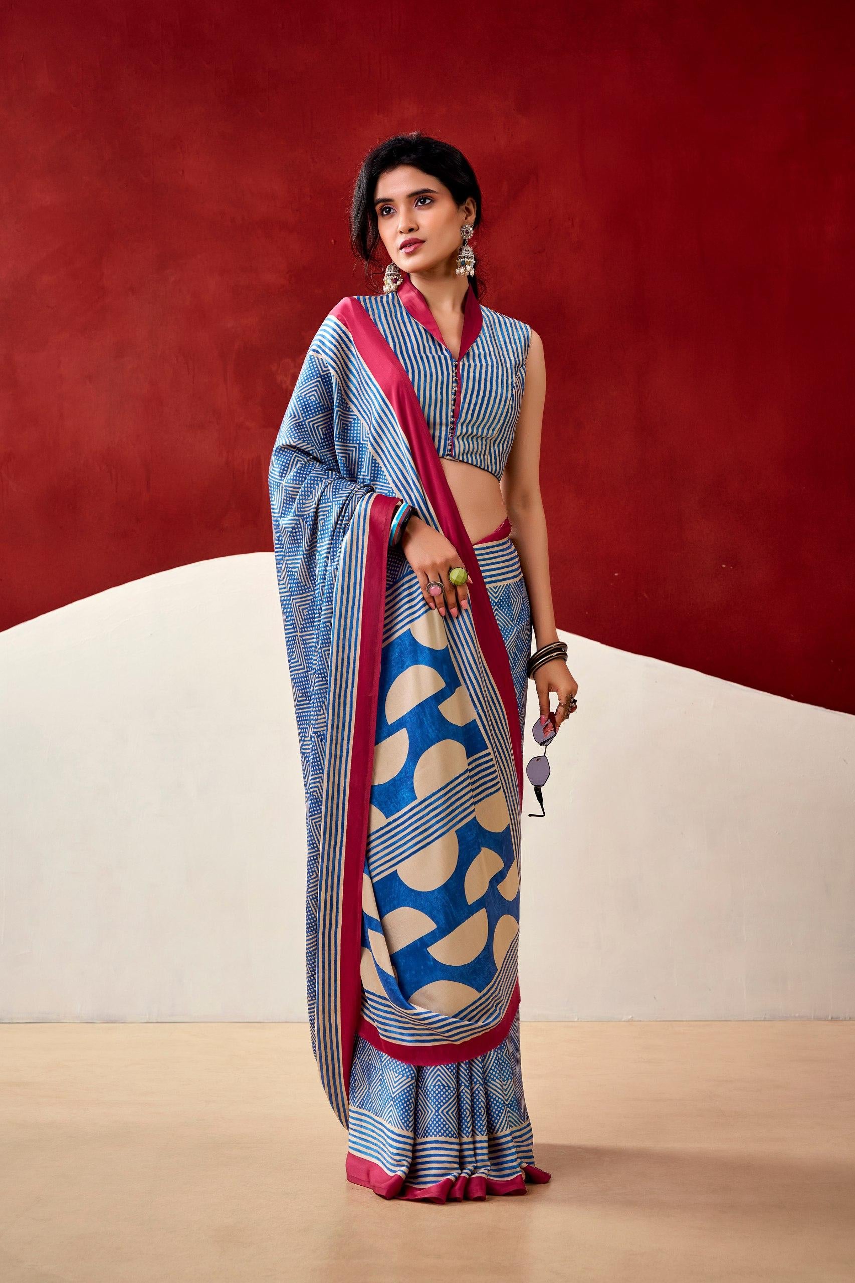 ELEGANT SATIN DIGITAL PRINT SAREE