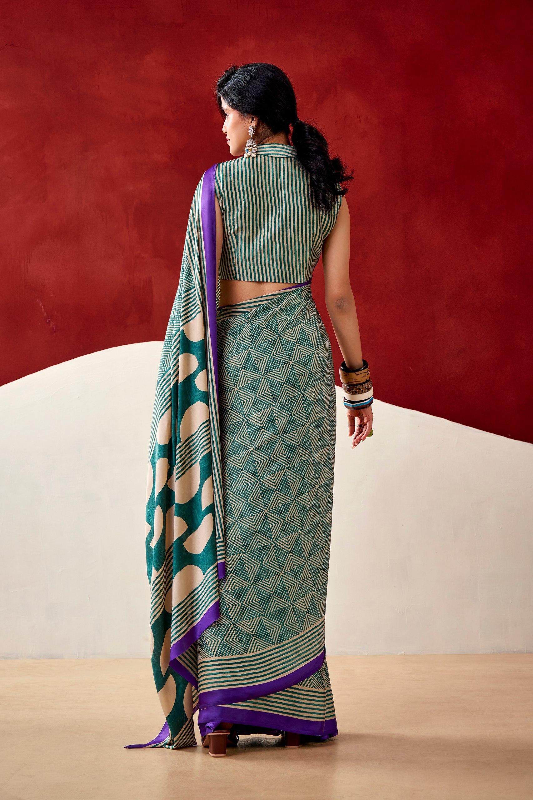 ELEGANT SATIN DIGITAL PRINT SAREE