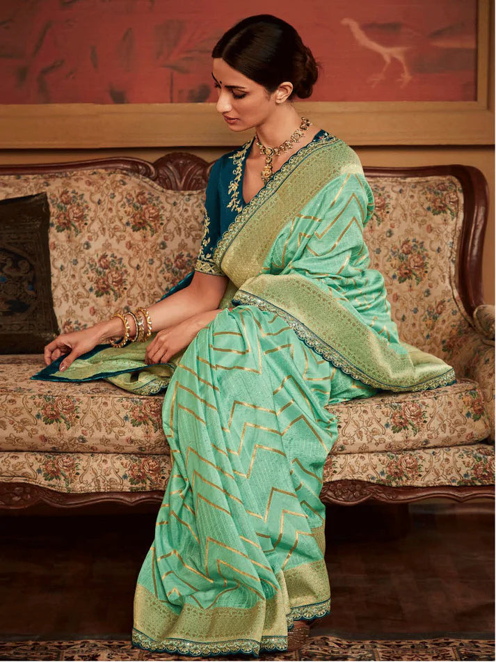 Mint Pista Green Sindhuri Pure Dola Silk Saree