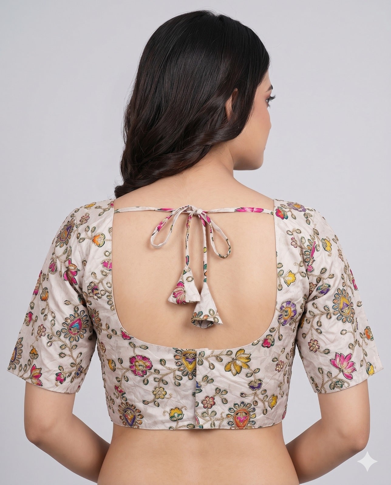 Pure Viscose V-Neck Embroidered Ethnic Blouse
