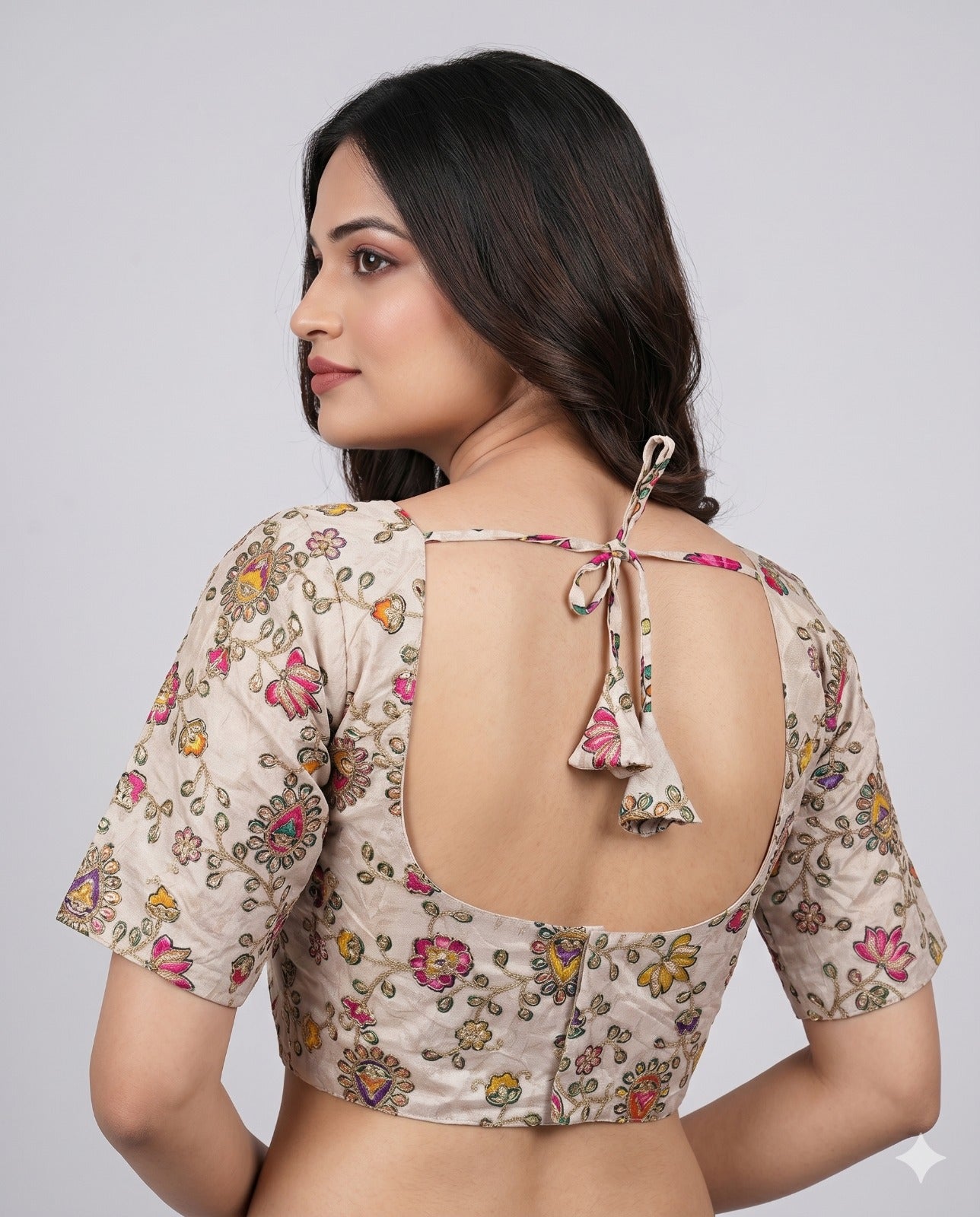 Pure Viscose V-Neck Embroidered Ethnic Blouse