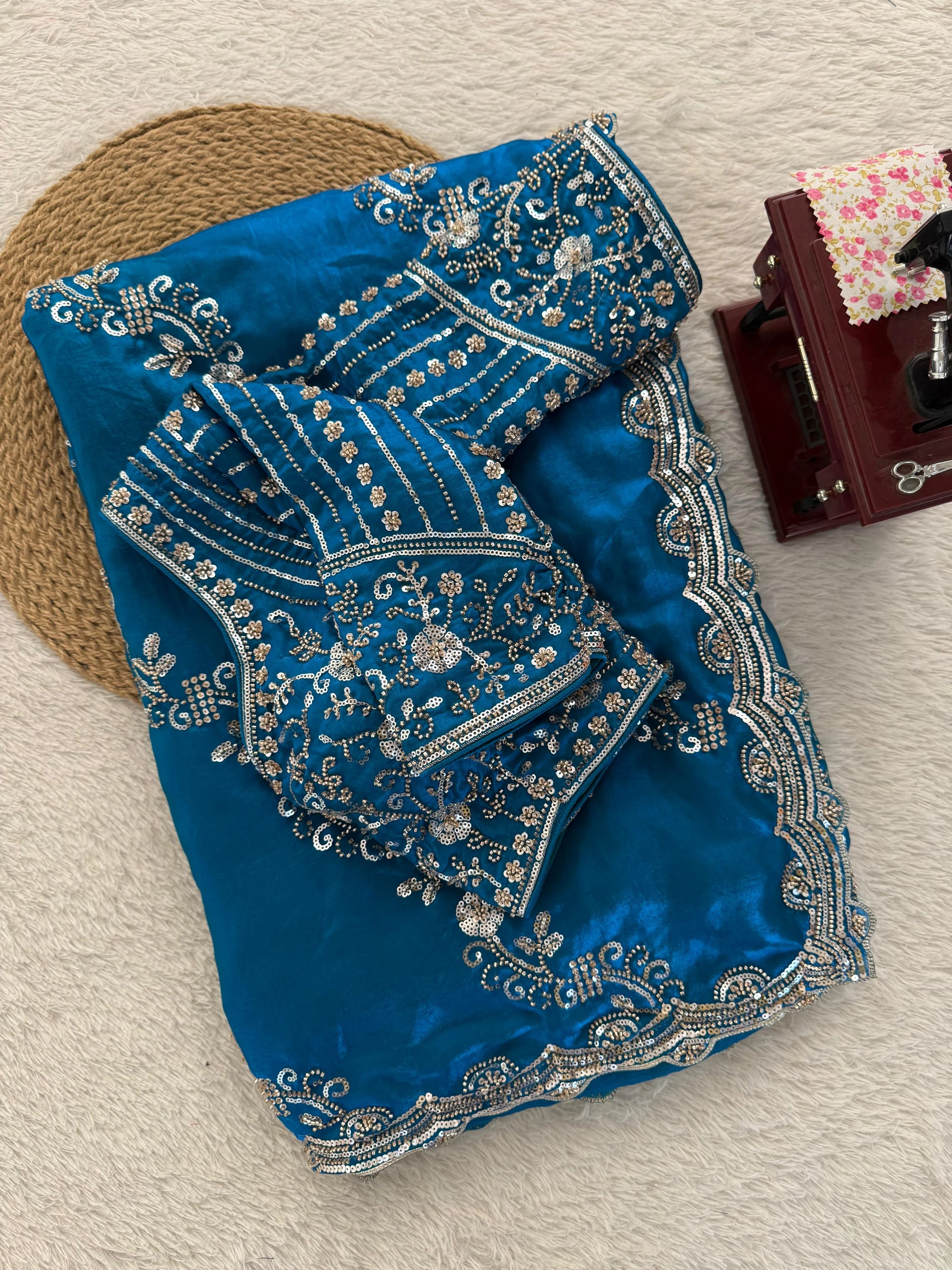 Fendy Silk Designer Saree with Heavy Bead & Sequin Work