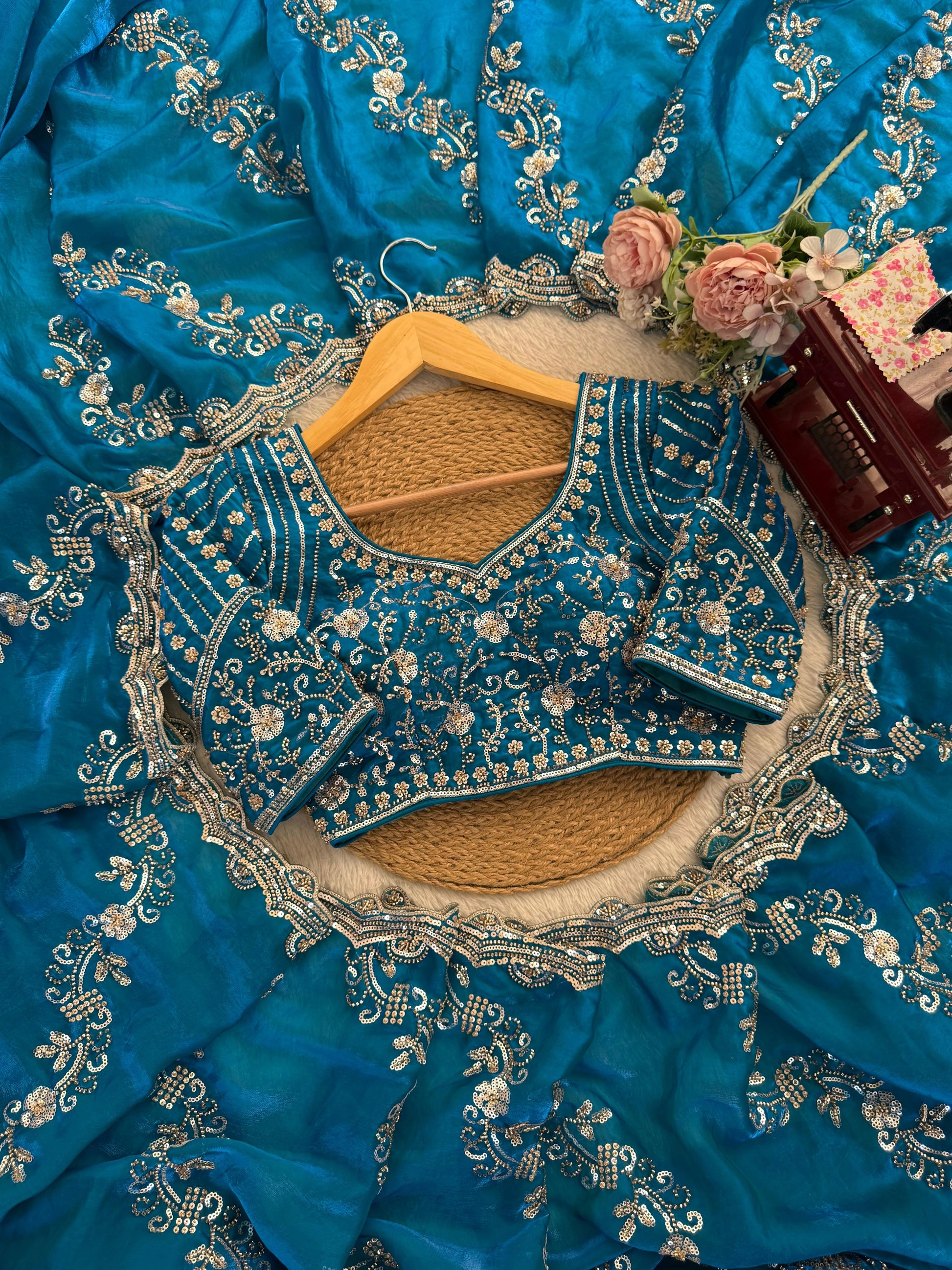 Fendy Silk Designer Saree with Heavy Bead & Sequin Work