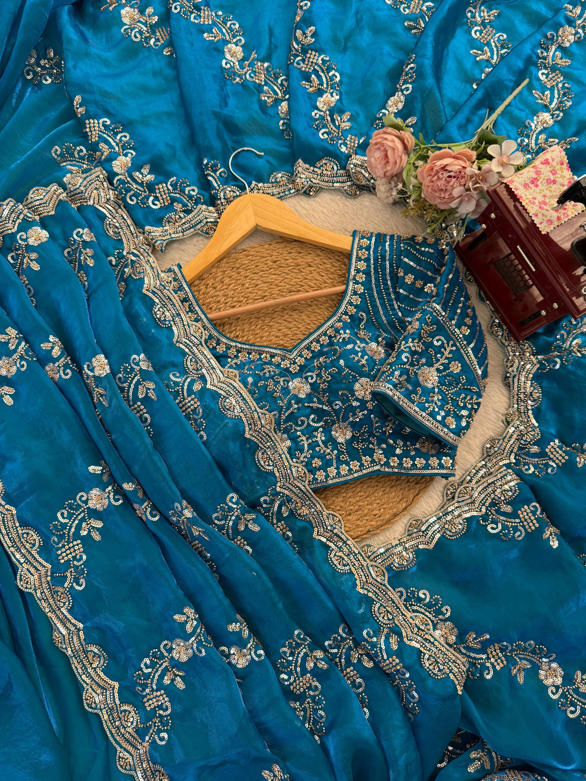 Fendy Silk Designer Saree with Heavy Bead & Sequin Work