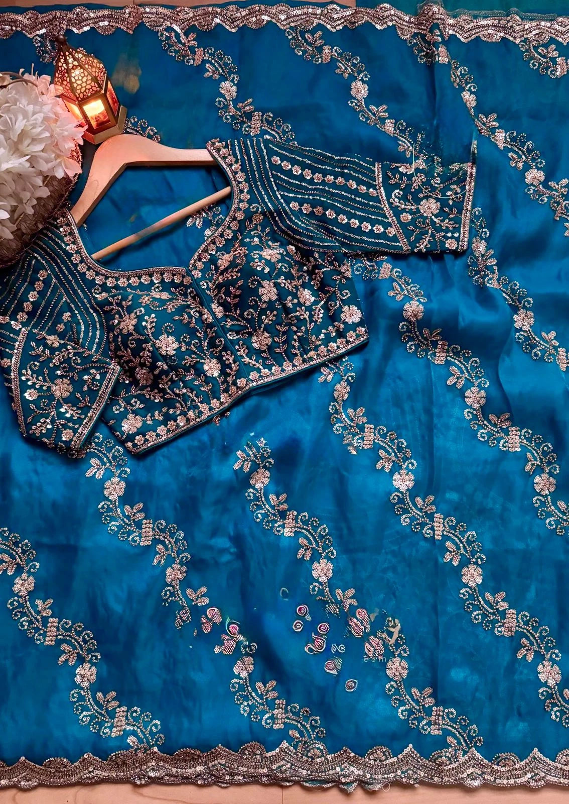 Fendy Silk Designer Saree with Heavy Bead & Sequin Work