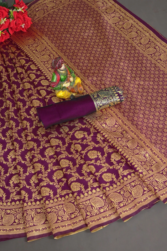 Beautiful Jaquard Saree For Women - Indigo