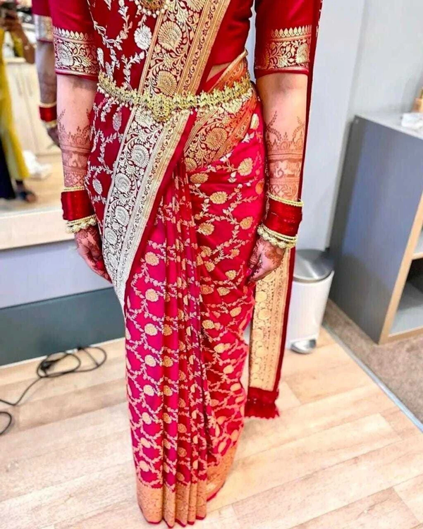 Beautiful Jaquard Saree For Women - Red