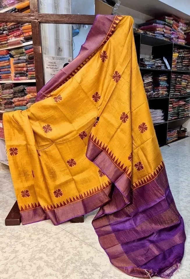 Handpainted Tussar Kanchi Silk Saree