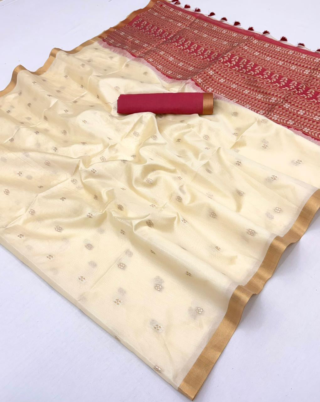Kanoi Zardozi Rajtex Handloom Waving Silk Saree