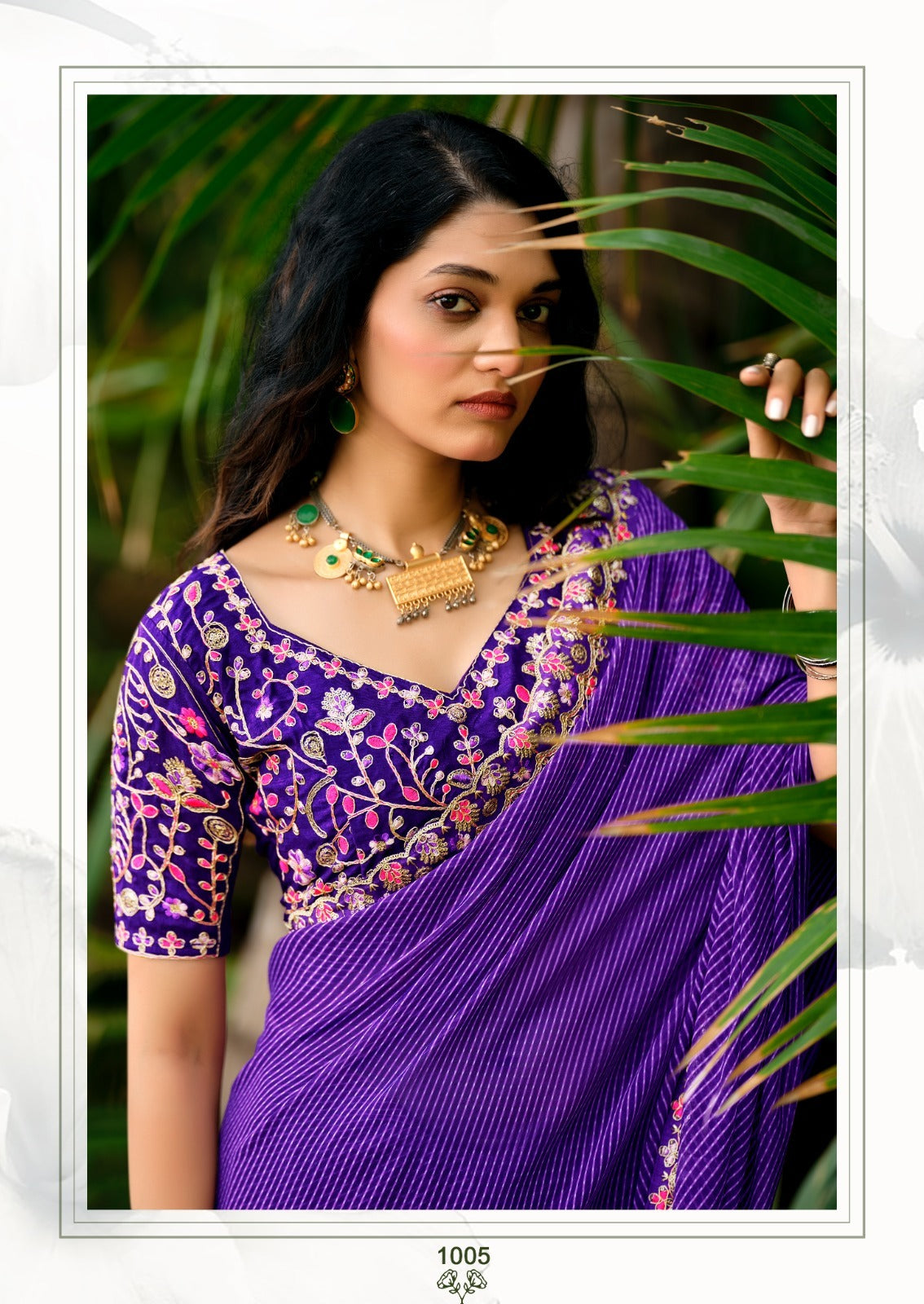 Lehariya Georgette Print Saree with Embroidery