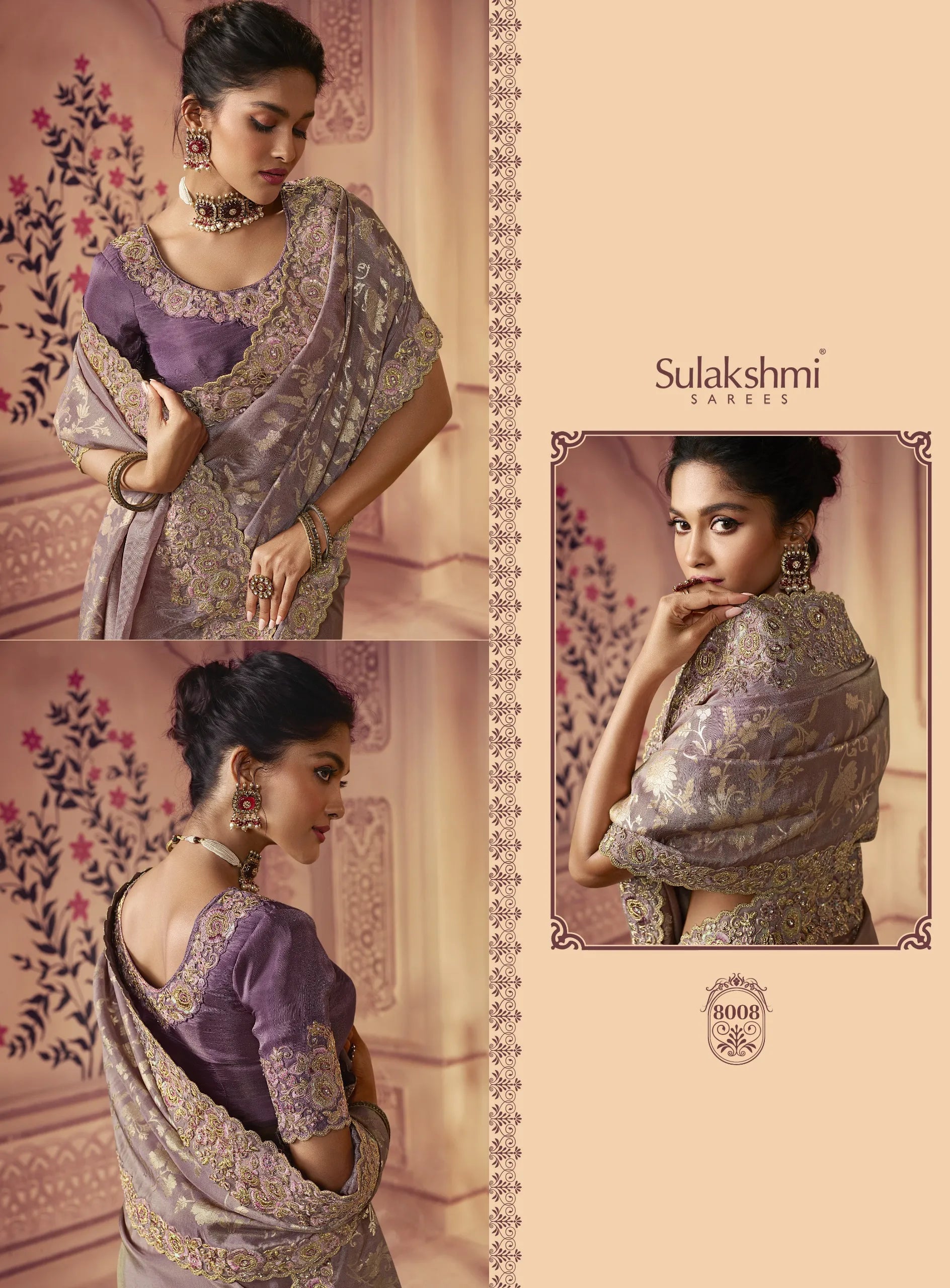 Vasundhara Heritage Tissue Lavender Silk Saree – Handcrafted Embellished Royal Collection