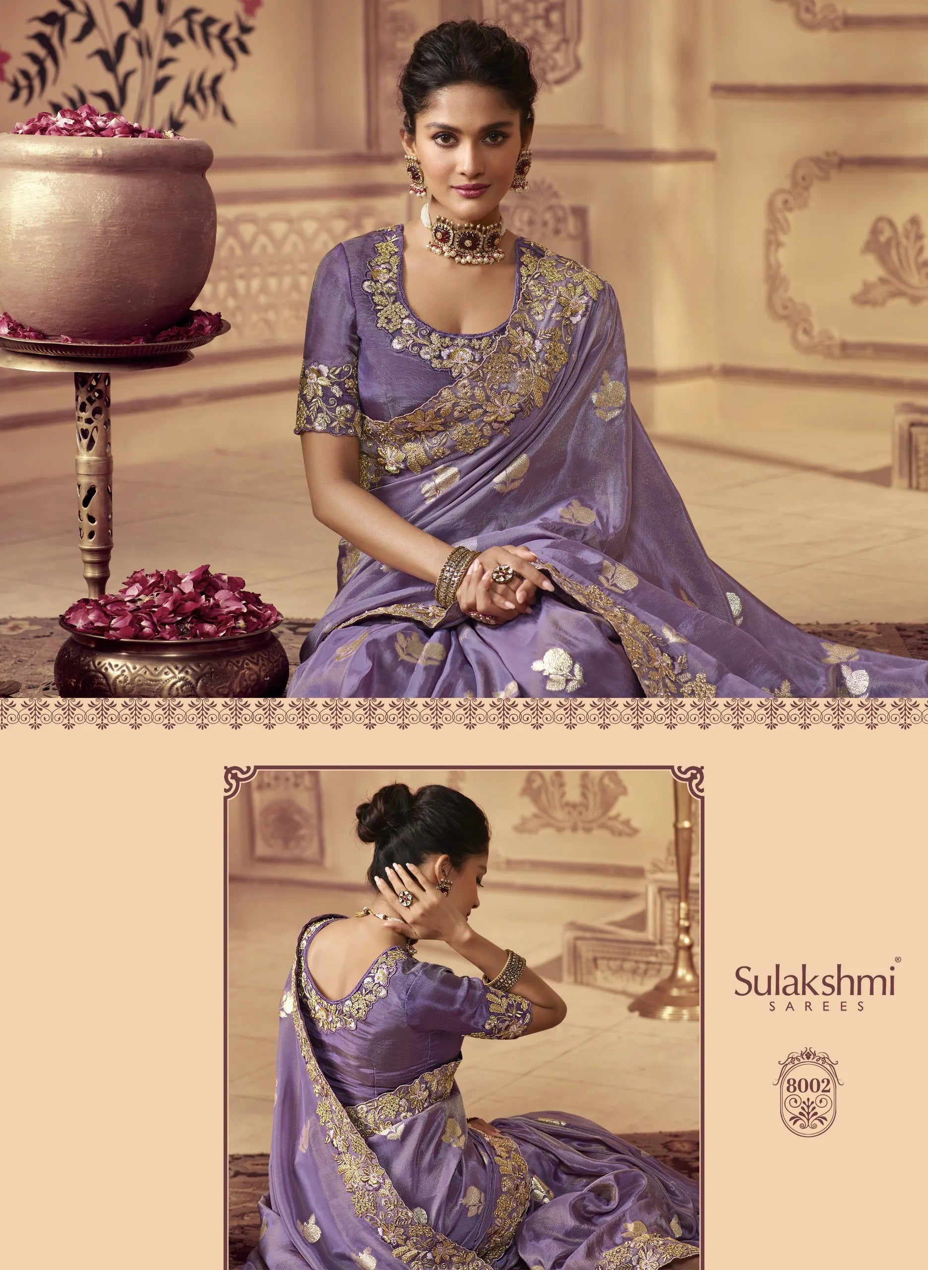 Vasundhara Heritage Tissue Purple Silk Saree – Handcrafted Embellished Royal Collection