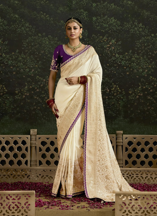 Ivory Grace Pure Dola Silk Saree