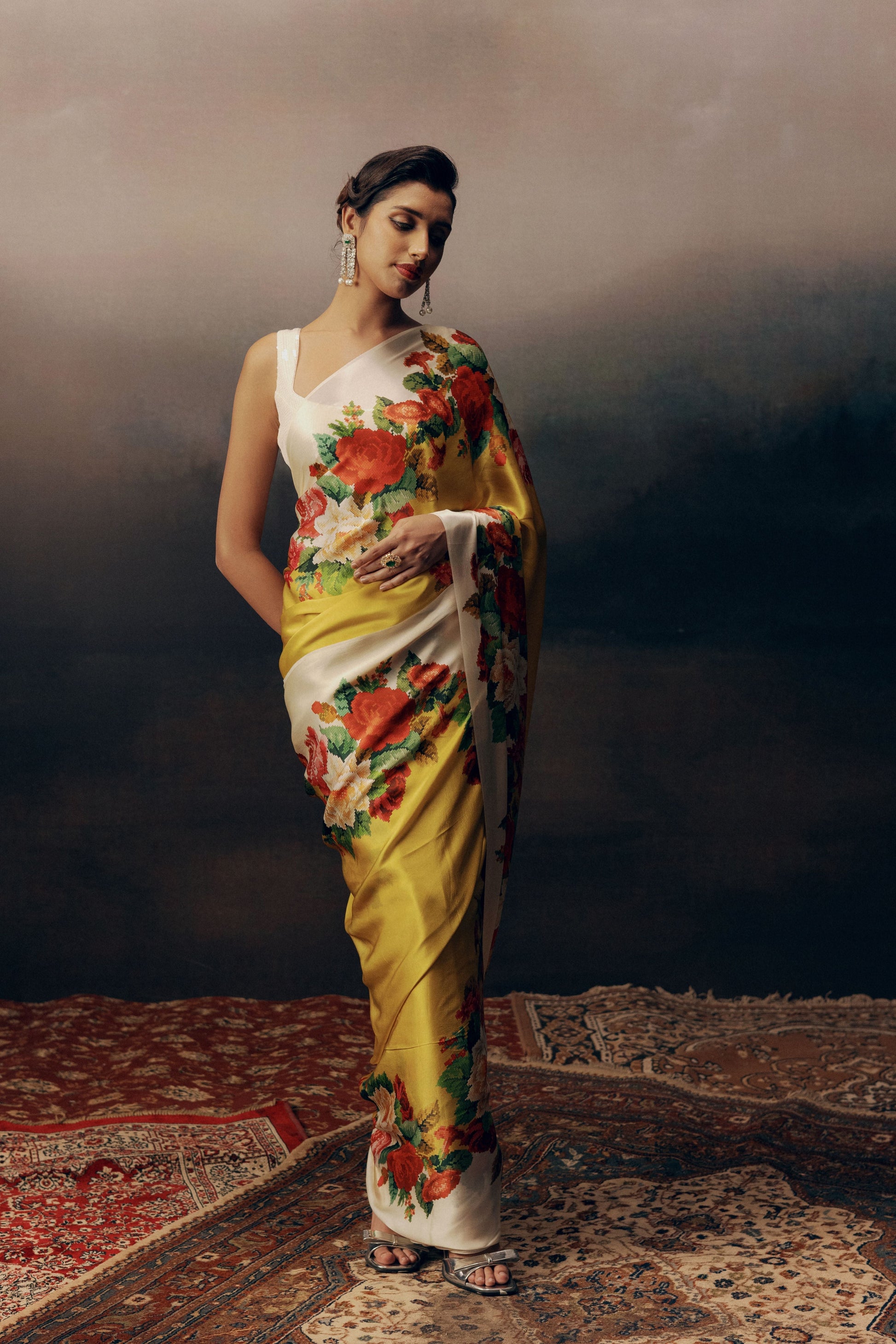 Shop Urmila Canary Yellow – Satin Silk Saree | Premvastra | Premium Collection