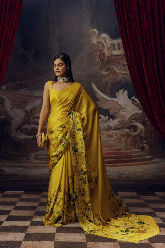 Buy Mira Canary Yellow Silk Saree Online at Studio 113 | Premium Collection