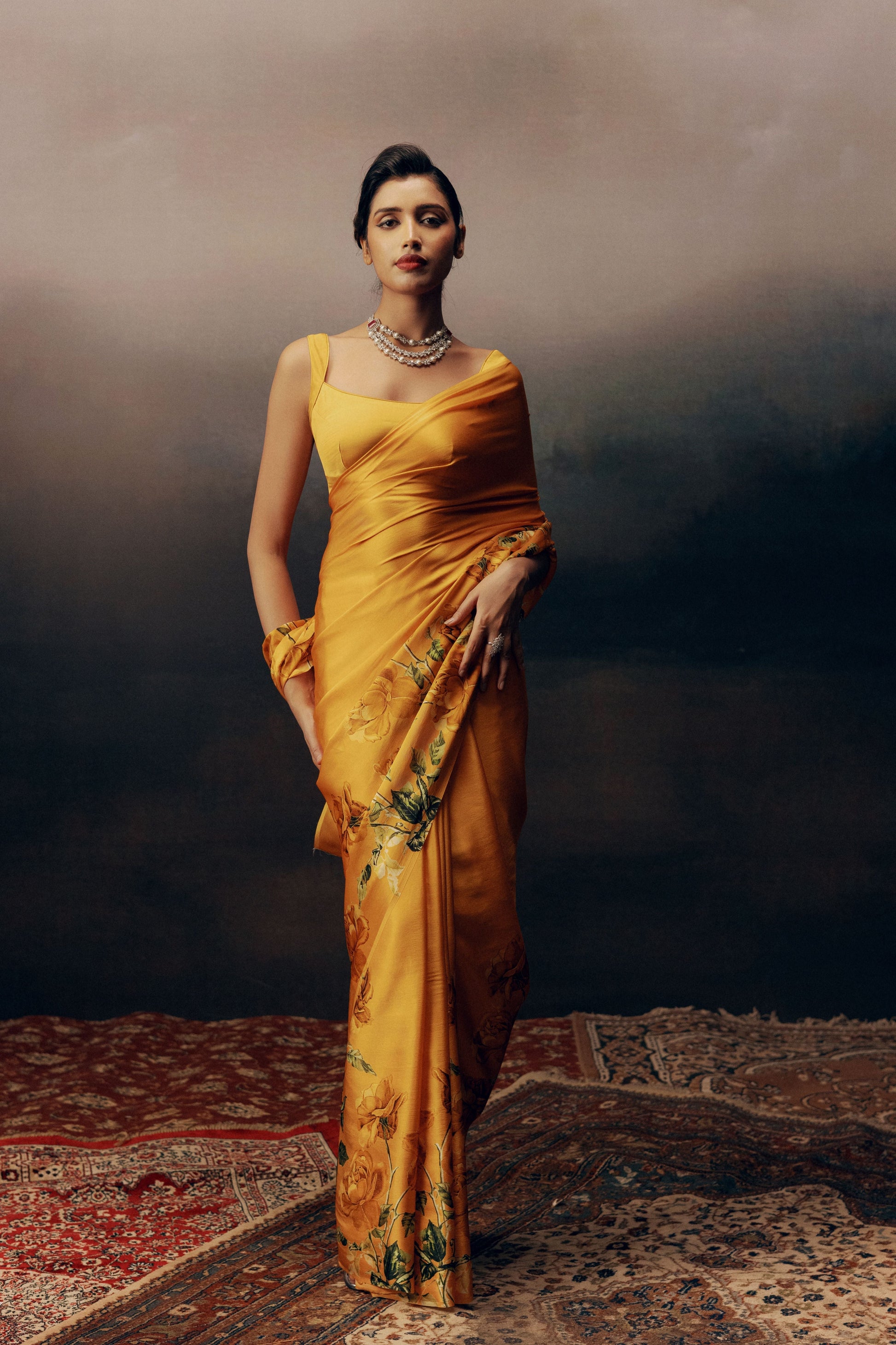 Mira Valencia Orange Satin Silk Designer Saree |Premvastra | Premium Collection