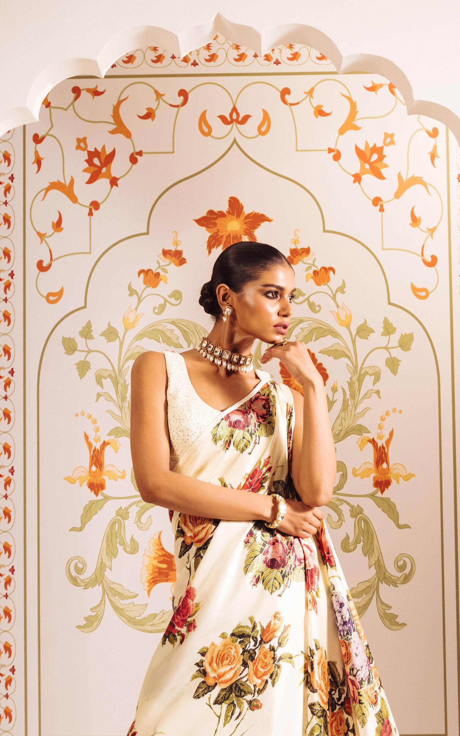 Buy Mona White Satin Silk Saree Online at Premvastra | Premium Collection