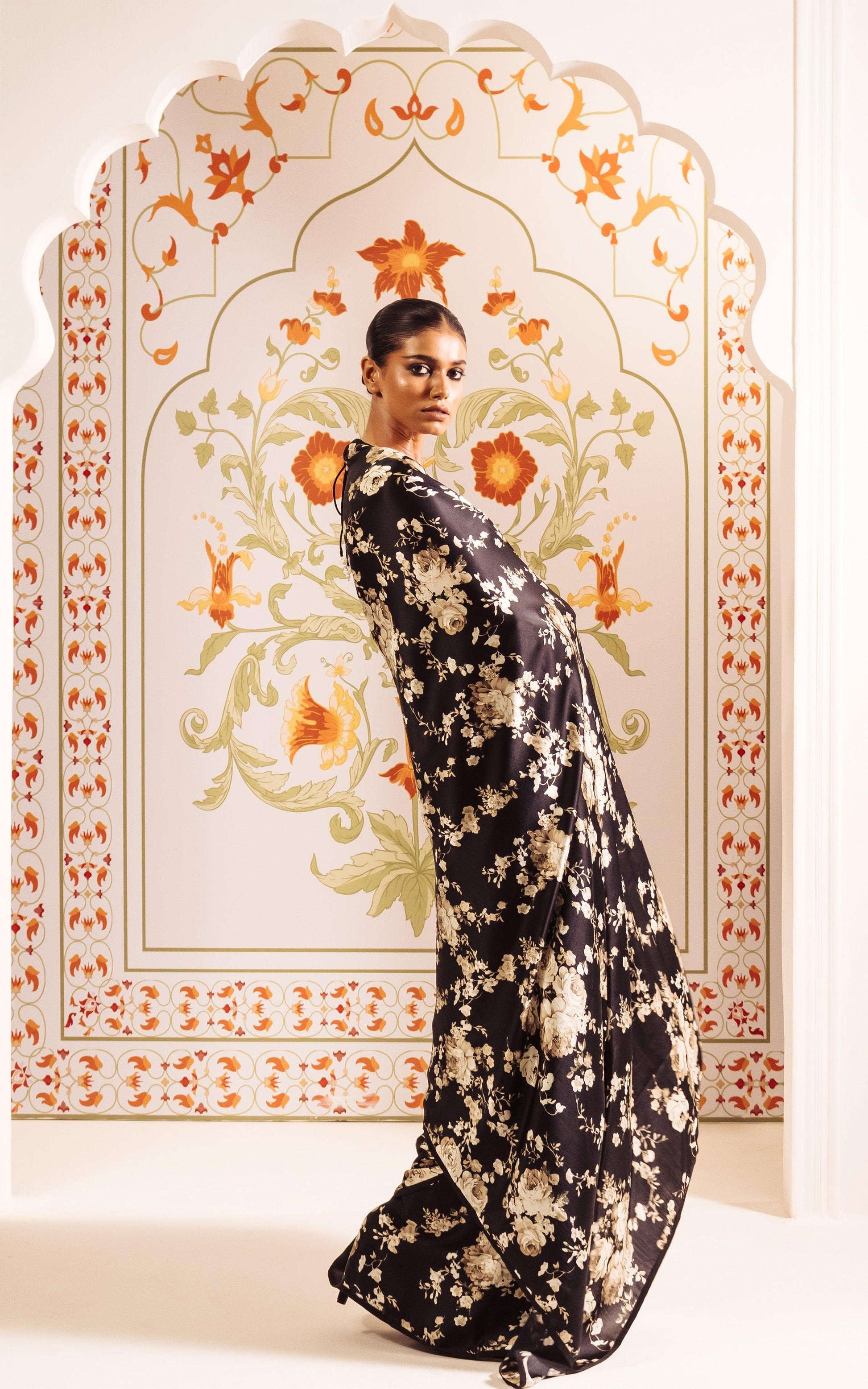 Buy The Tara Black Satin Silk Saree Online at Premvastra | Premium Collection