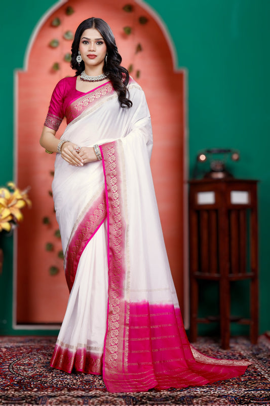 Solid Color Mysore Crepe Silk Saree With Fancy Appeal | Premium Collection