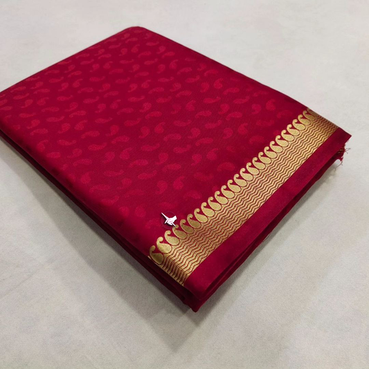 Smooth Mysore Silk Saree With Classic Woven Border | Premium Collection