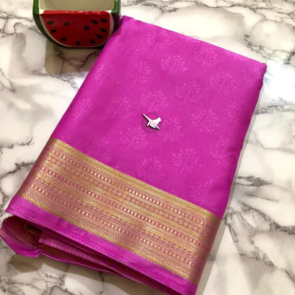 South Indian Ceremony Silk Saree With Weaving Border | Premium Collection