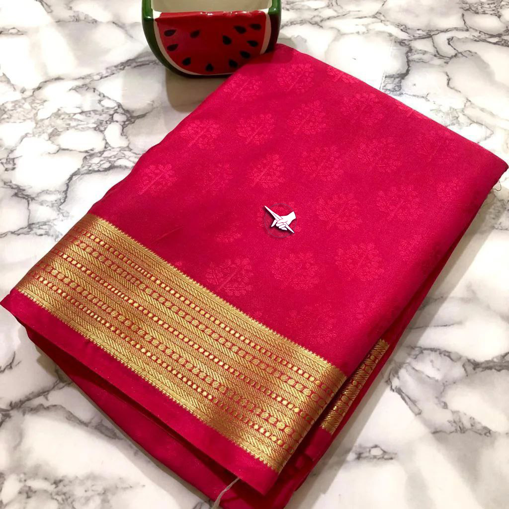 Mysore Silk Saree With Dual Tone Weaving Border | Premium Collection