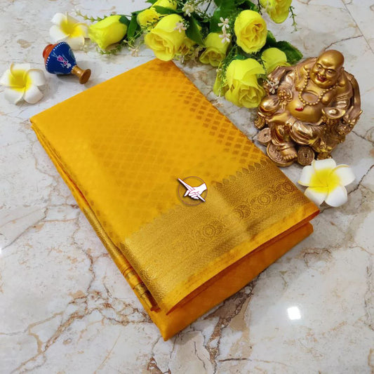 Plain Pastel Mysore Silk Saree With Contrast Border | Premium Collection