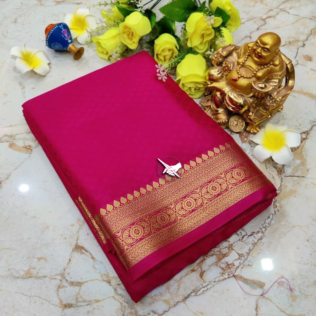 Minimalist Pure Silk Saree With Antique Border Work | Premium Collection