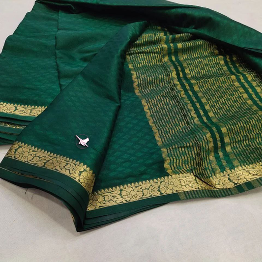 Mysore Handloom Silk Saree With Plain Body And Border | Premium Collection